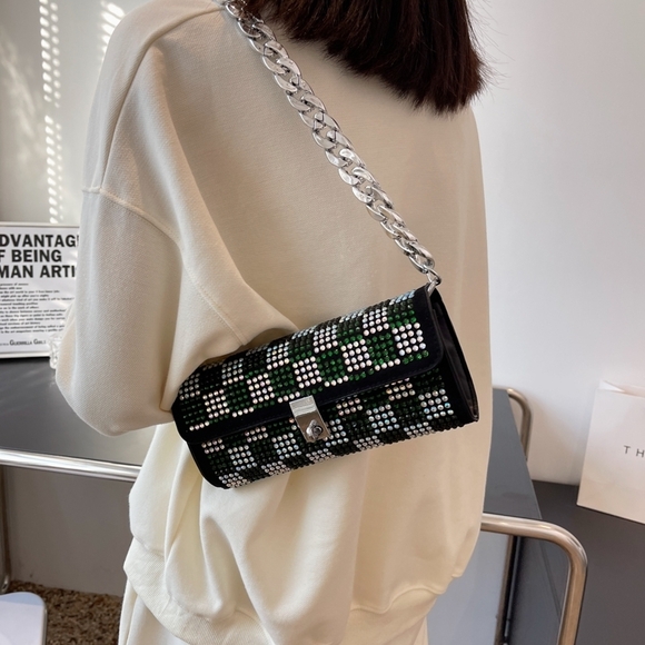 Clavijo Women's Small Handbag With Luxury Rhinestones (One) - Picture 7 of 8